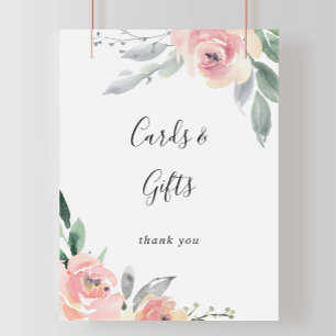 Elegant Pink Blush Floral Cards and Gifts Sign