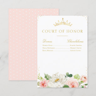 Elegant pink blush floral court of honour card