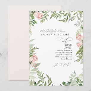 Elegant Pink/Blush Floral Eucalyptus No Parents Invitation