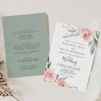 Elegant Pink Blush Floral Front & Back Wedding