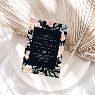 Elegant Pink Blush Floral Geometric Casual Wedding Invitation