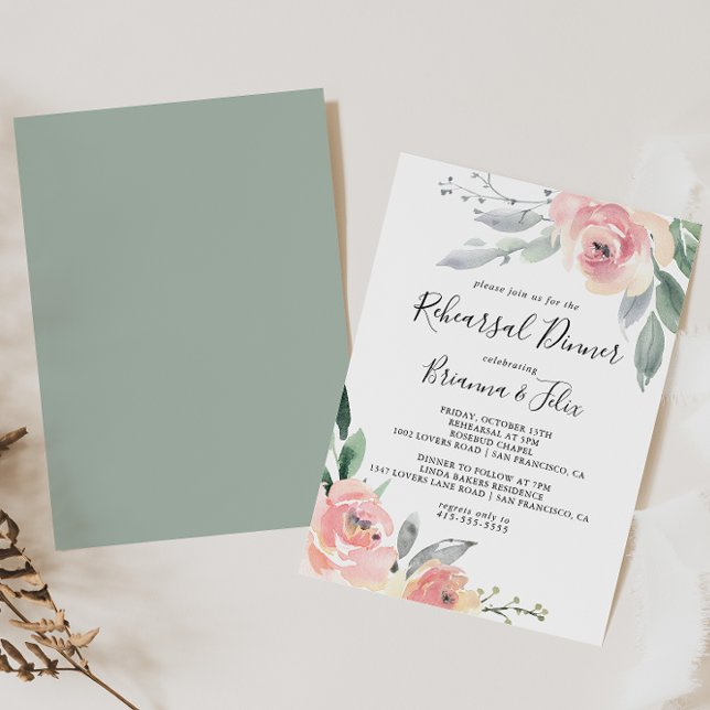 Elegant Pink Blush Floral Rehearsal Dinner Invitation (Creator Uploaded)