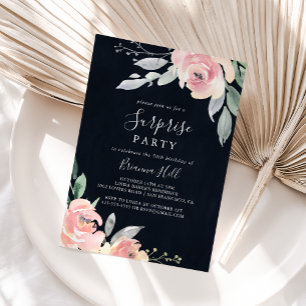 Elegant Pink Blush Floral Surprise Party Invitatio Invitation