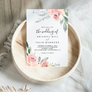 Elegant Pink Blush Floral The Wedding Of Invitation
