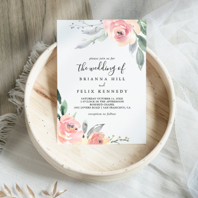 Elegant Pink Blush Floral The Wedding Of Invitation (Creator Uploaded)