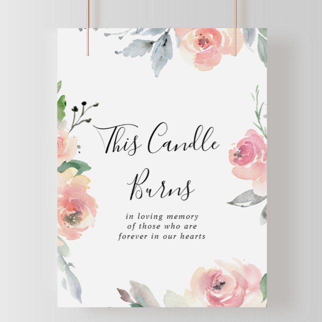 Elegant Pink Blush Floral This Candle Burns Sign (Creator Uploaded)
