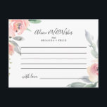 Elegant Pink Blush Floral Wedding Advice Card<br><div class="desc">This elegant pink blush floral wedding advice card is perfect for a modern wedding. The design features hand-drawn pink blush roses and peonies with green and grey leaves, inspiring natural beauty. These cards are perfect for a wedding, bridal shower, baby shower, graduation party & more. Personalise the cards with the...</div>