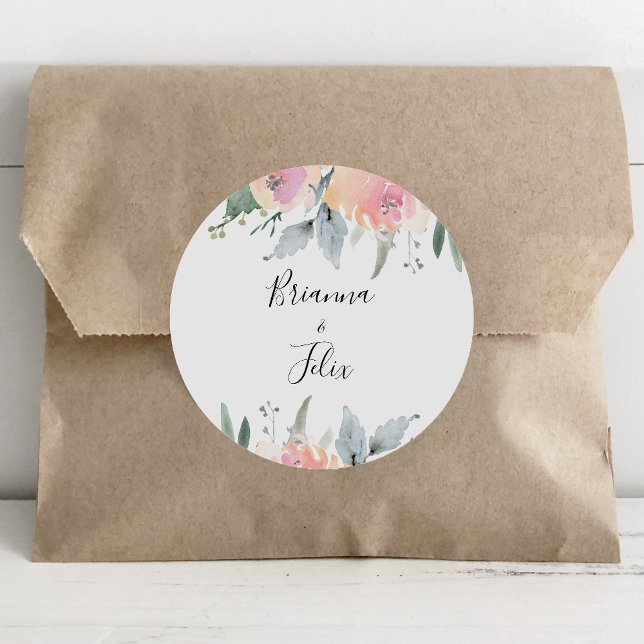 Elegant Pink Blush Floral Wedding Envelope Seals (Creator Uploaded)