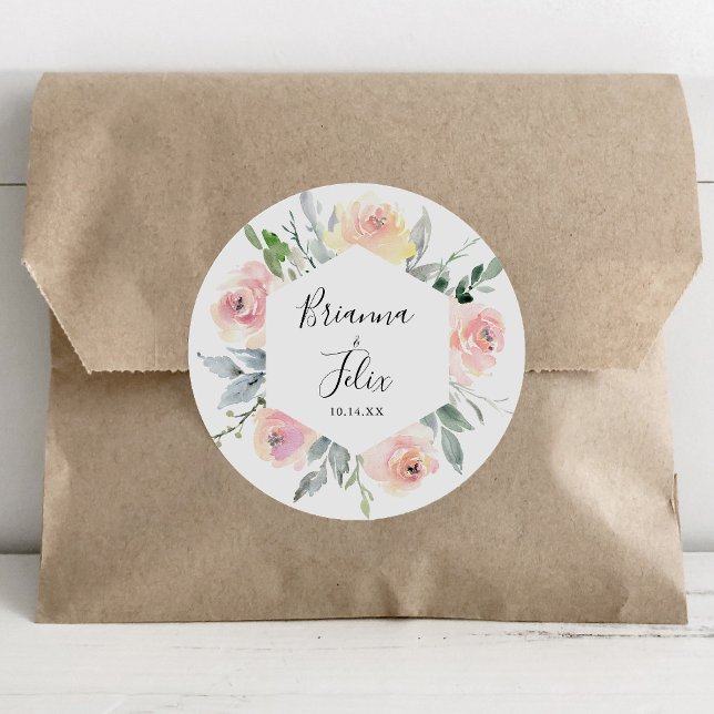 Elegant Pink Blush Floral Wedding Envelope Seals (Creator Uploaded)