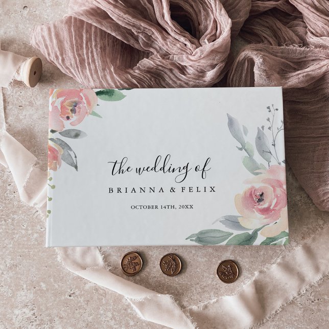 Elegant Pink Blush Floral Wedding Guest Book (Creator Uploaded)