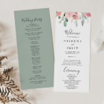 Elegant Pink Blush Floral Wedding Program<br><div class="desc">This elegant pink blush floral wedding program is perfect for a modern wedding. The design features hand-drawn pink blush roses and peonies with green and grey leaves,  inspiring natural beauty.</div>