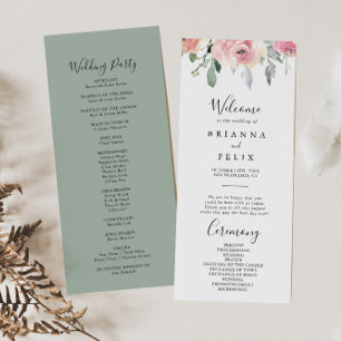 Elegant Pink Blush Floral Wedding Program