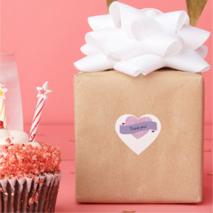 Elegant Pink Blush Flower Heart Thank You Heart Sticker