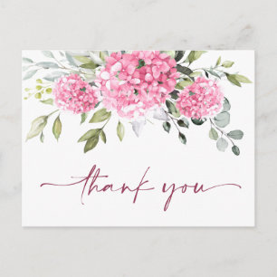 Elegant Pink Blush Hydrangea Eucalyptus Thank You Postcard
