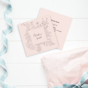 Elegant Pink Blush Minimalist Spring Floral Squar Square Business Card