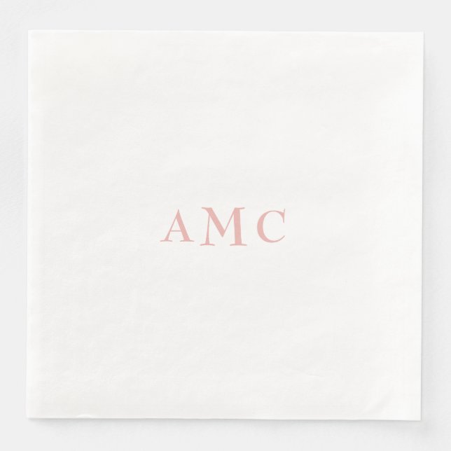 Elegant Pink/Blush Monogram Wedding Dinner Napkin (Front)