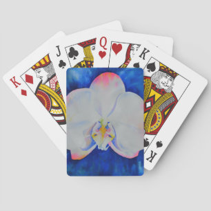 Elegant Pink Blush Orchid watercolor floral flower Playing Cards
