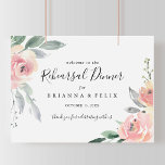 Elegant Pink Blush Rehearsal Dinner Welcome Sign<br><div class="desc">This elegant pink blush rehearsal dinner welcome sign is perfect for a modern wedding rehearsal. The design features hand-drawn pink blush roses and peonies with green and grey leaves,  inspiring natural beauty.</div>
