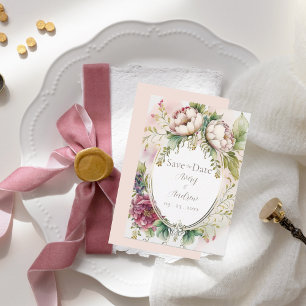 Elegant Pink Blush Romantic Rustic Save The Date