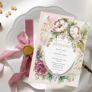 Elegant Pink Blush Romantic Wedding Invitation