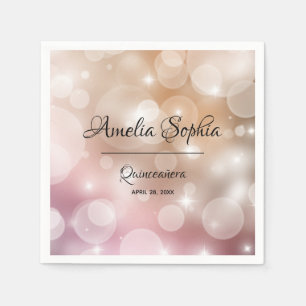 Elegant Pink Blush - Rose Gold Bokeh Napkin