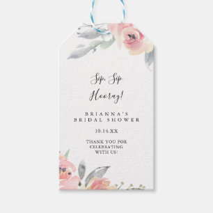 Elegant Pink Blush Sip Sip Hooray Bridal Shower Gift Tags