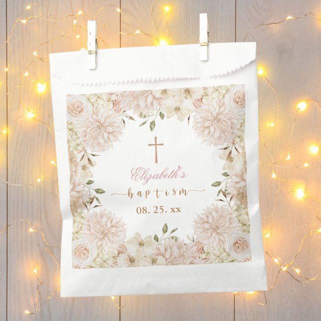 Elegant Pink Boho Floral Baptism  Favour Bag (Creator Uploaded)
