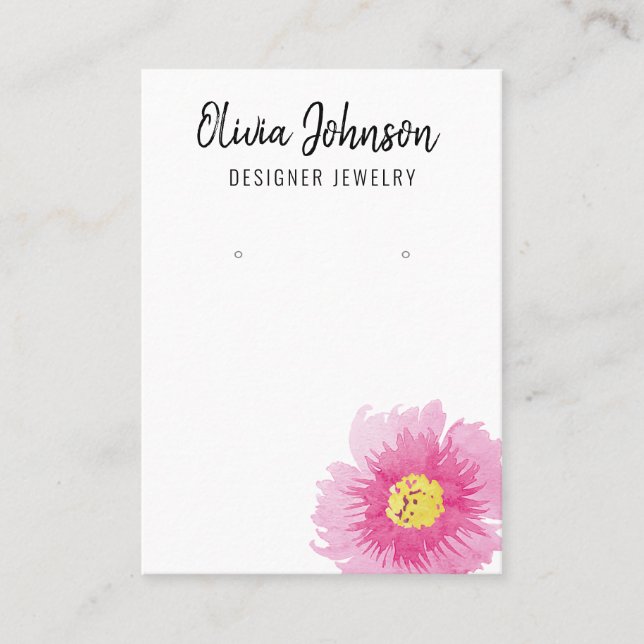 Elegant Pink Boho Floral Jewellery Earring Display Business Card (Front)