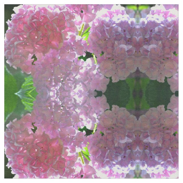 Elegant pink boho florals flowers hydrangeas fabric (Close Up)