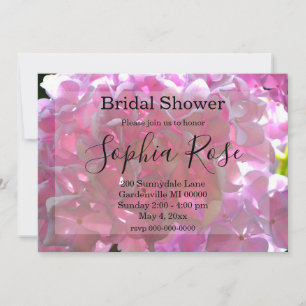 Elegant pink boho florals flowers hydrangeas invitation