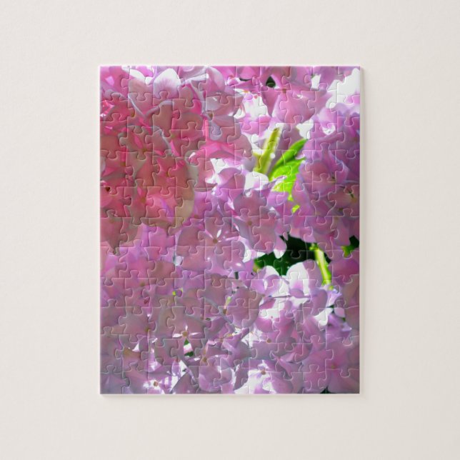 Elegant pink boho florals flowers hydrangeas jigsaw puzzle (Vertical)