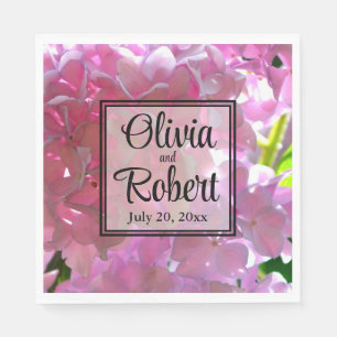 Elegant pink boho florals flowers hydrangeas napkin