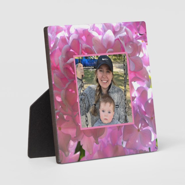 Elegant pink boho florals flowers hydrangeas plaque (Front)