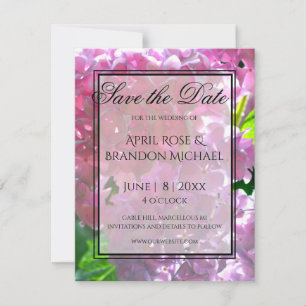 Elegant pink boho florals flowers hydrangeas save the date