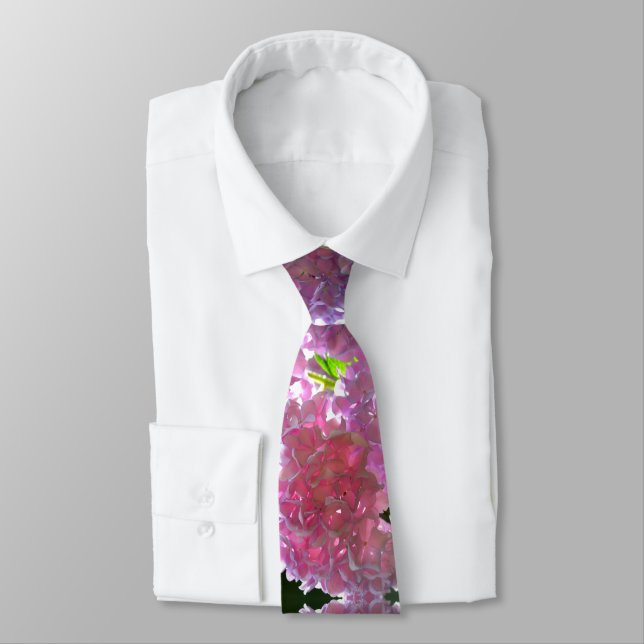 Elegant pink boho florals flowers hydrangeas tie (Tied)