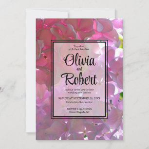 Elegant pink boho florals hydrangeas Wedding Invitation