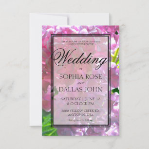 Elegant pink boho florals hydrangeas Wedding Invitation