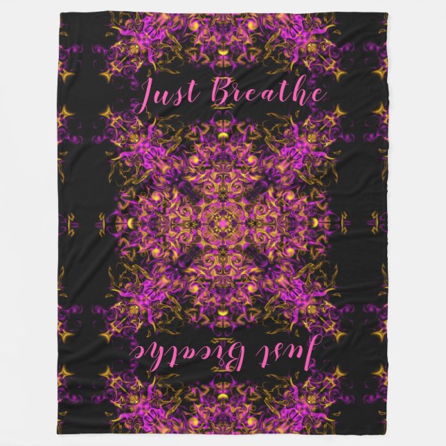 Elegant pink boho retro pattern fleece blanket (Front)