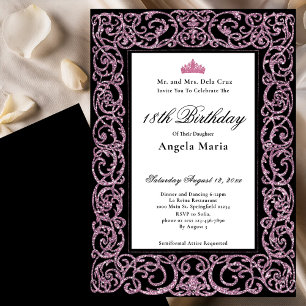 Elegant Pink Border 18th Birthday Debut Invitation