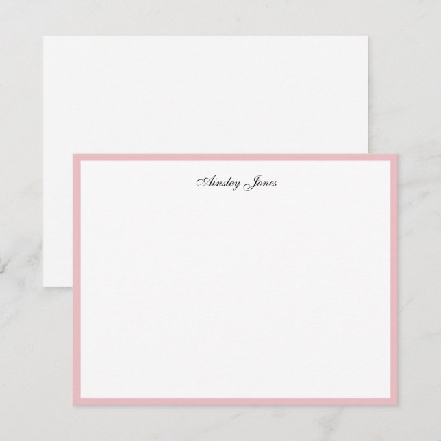 Elegant Pink border personalised Thank You Card (Front/Back)