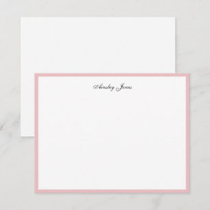 Elegant Pink border personalised Thank You Card