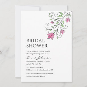 Elegant Pink Botanical Bridal Shower Invitations