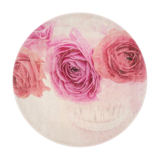 Elegant pink bouquets cutting board (Front)