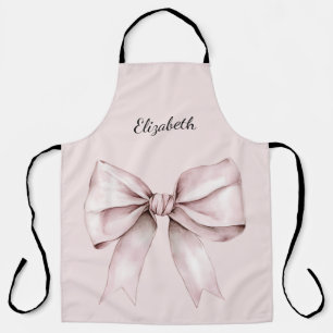 Elegant pink bow Aesthetic coquette Name Apron