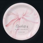 Elegant Pink Bow Baby Bridal Shower Paper Plate<br><div class="desc">Elegant blush pink bow paper plates perfect for baby showers or bridal showers.</div>