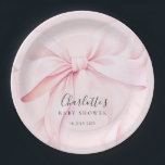 Elegant Pink Bow Baby Bridal Shower Paper Plate<br><div class="desc">Elegant blush pink bow paper plates perfect for baby showers or bridal showers.</div>