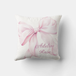 Elegant Pink Bow Baby Girl Cushion