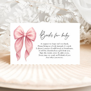 Elegant Pink Bow Baby Shower Books For Baby Enclosure Card