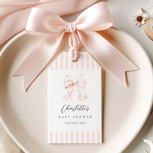 Elegant Pink Bow Baby Shower Gift Tags