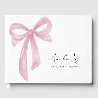 Elegant Pink Bow Baby Shower Guest Book